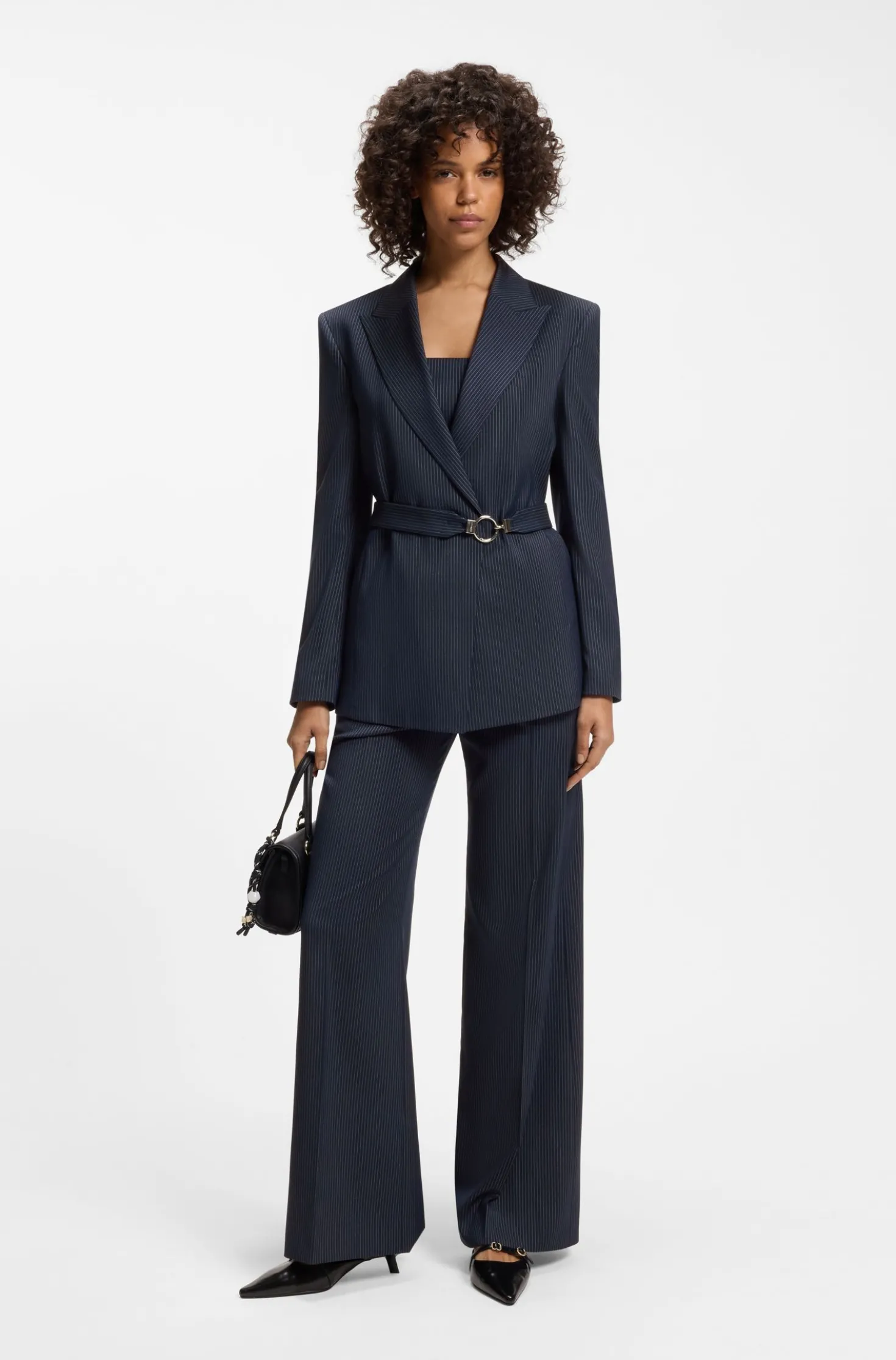 Regular-Fit Blazer mit Gürtel mit Schließe