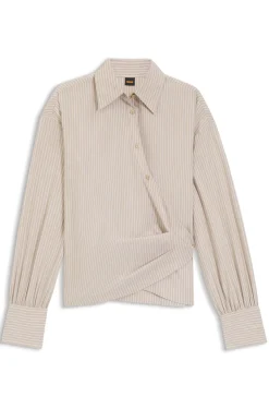 Regular-Fit Bluse aus gestreiftem Baumwoll-Canvas