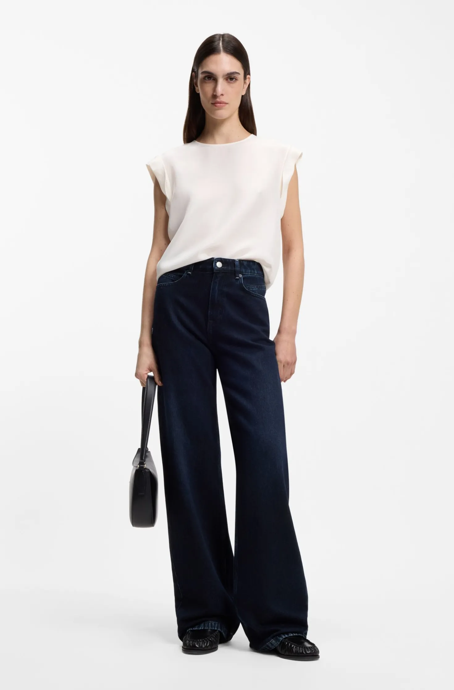 Regular-Fit Bluse mit Schlüsselloch-Detail auf der Rückseite
