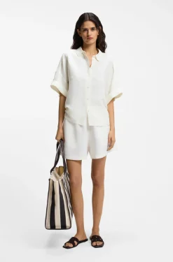 Regular-Fit Bluse mit umgeschlagenen Ärmelbündchen
