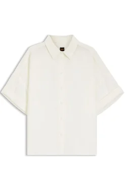 Regular-Fit Bluse mit umgeschlagenen Ärmelbündchen