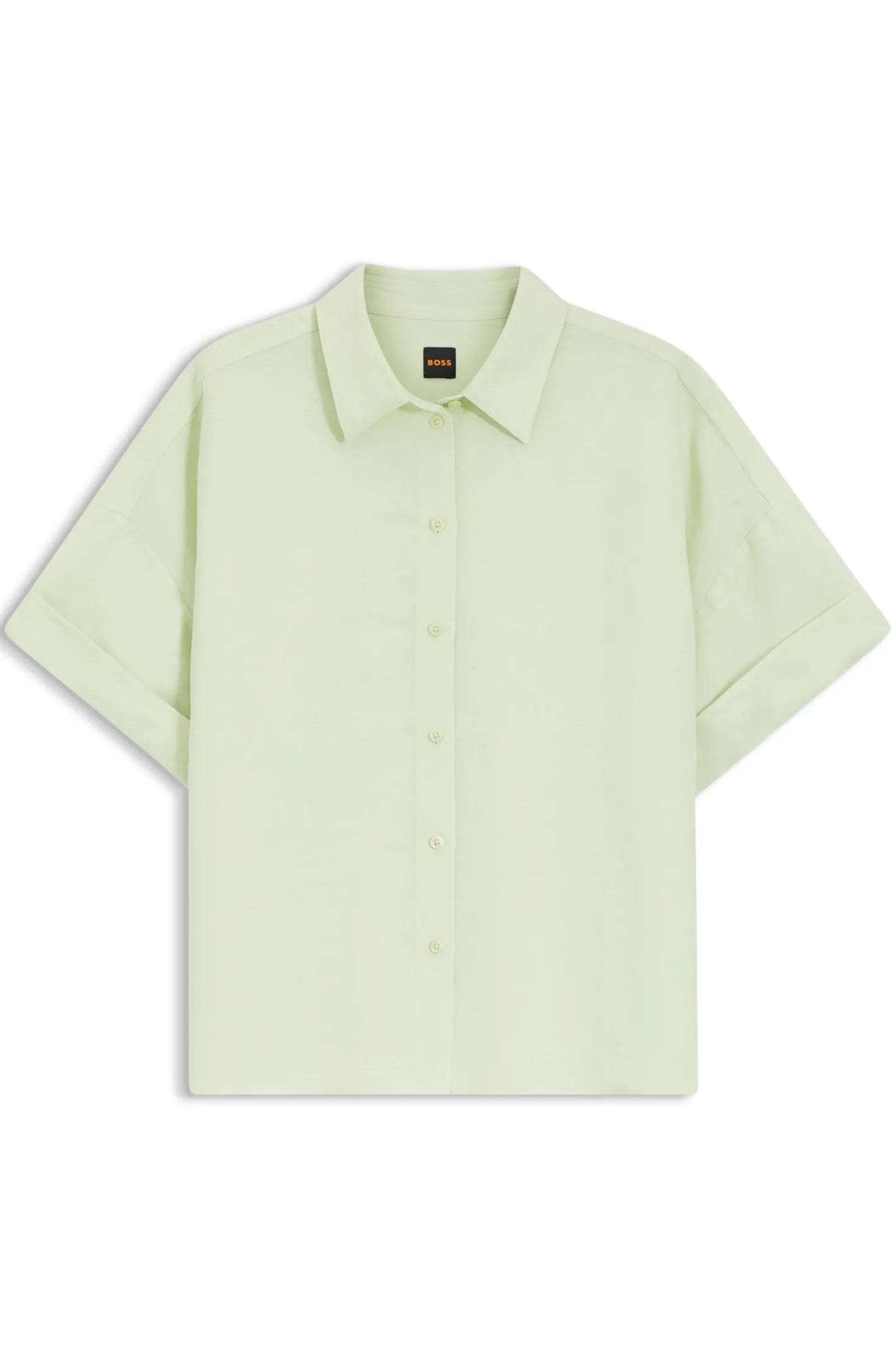 Regular-Fit Bluse mit umgeschlagenen Ärmelbündchen