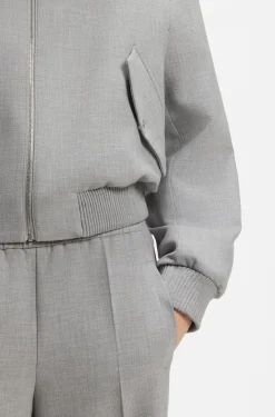 Regular-Fit Bomberjacke aus meliertem Stretch-Twill