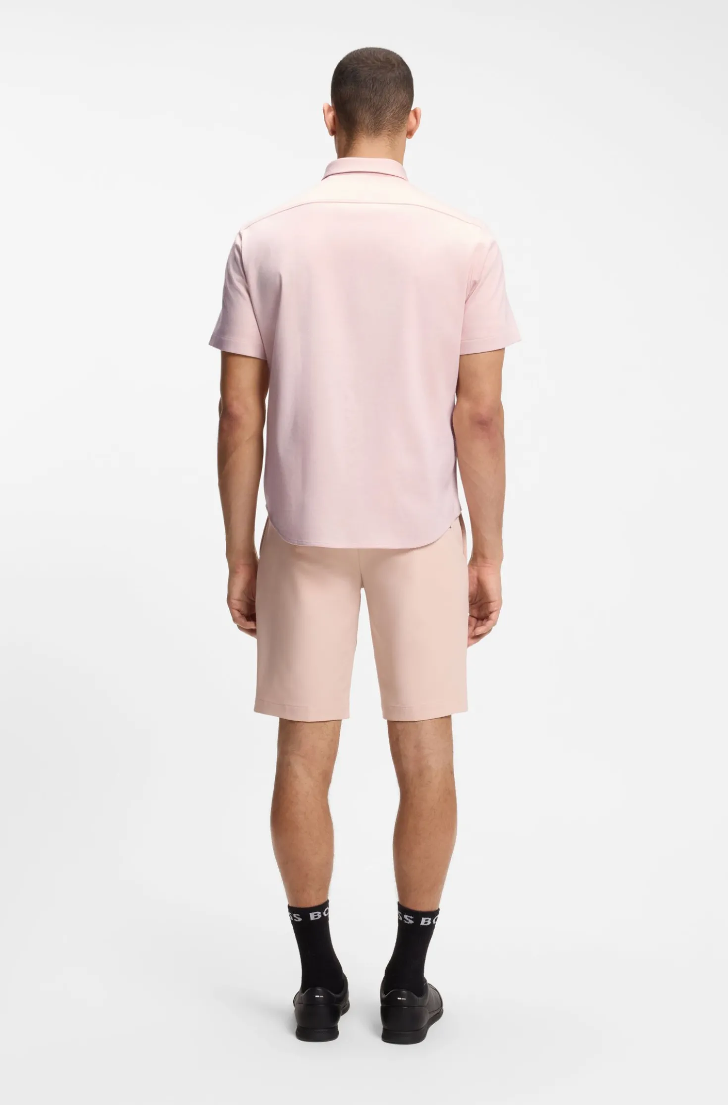 Regular-Fit Hemd aus knitterfreiem Baumwoll-Jersey