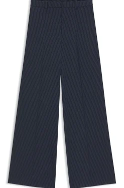 Regular-Fit Hose aus Stretch-Gewebe mit weitem Beinverlauf und Nadelstreifen