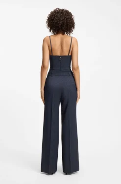 Regular-Fit Hose aus Stretch-Gewebe mit weitem Beinverlauf und Nadelstreifen