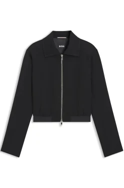 Regular-Fit Jacke aus Krepp-Gewebe mit Reißverschluss