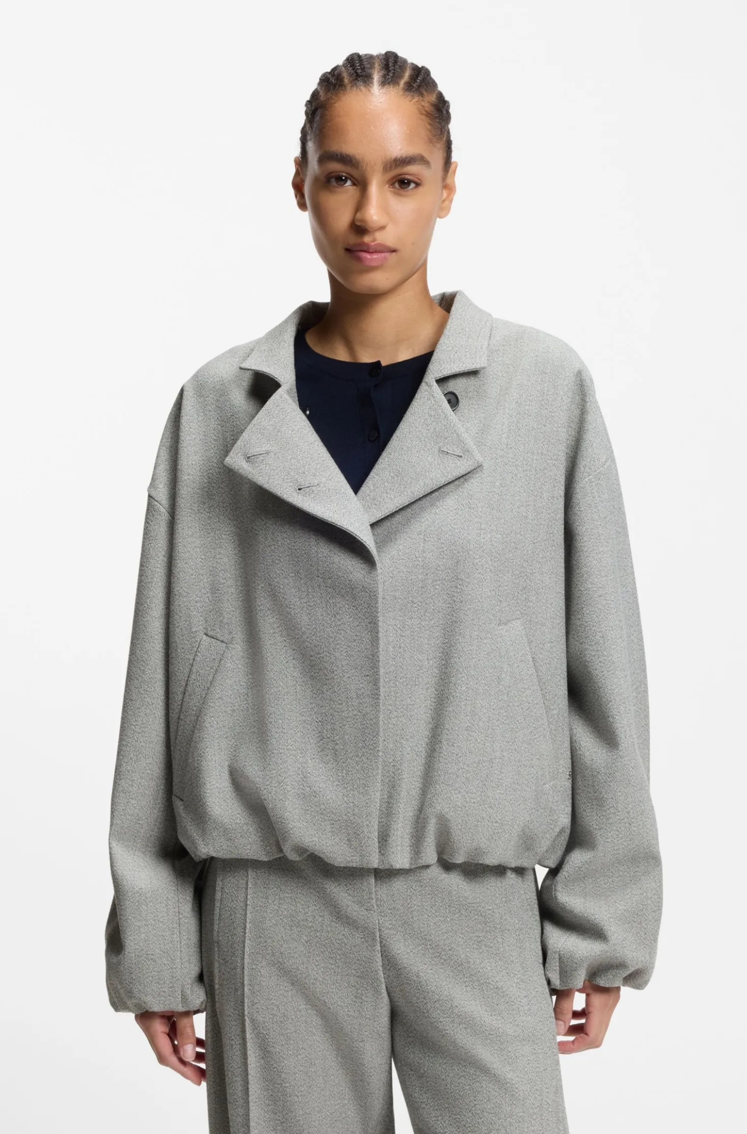 Regular-Fit Jacke aus Stretch-Gewebe mit Sharkskin-Struktur
