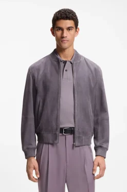 Regular-Fit Jacke aus Veloursleder