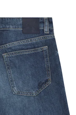 Regular-Fit Jeans aus blau marmoriertem Denim