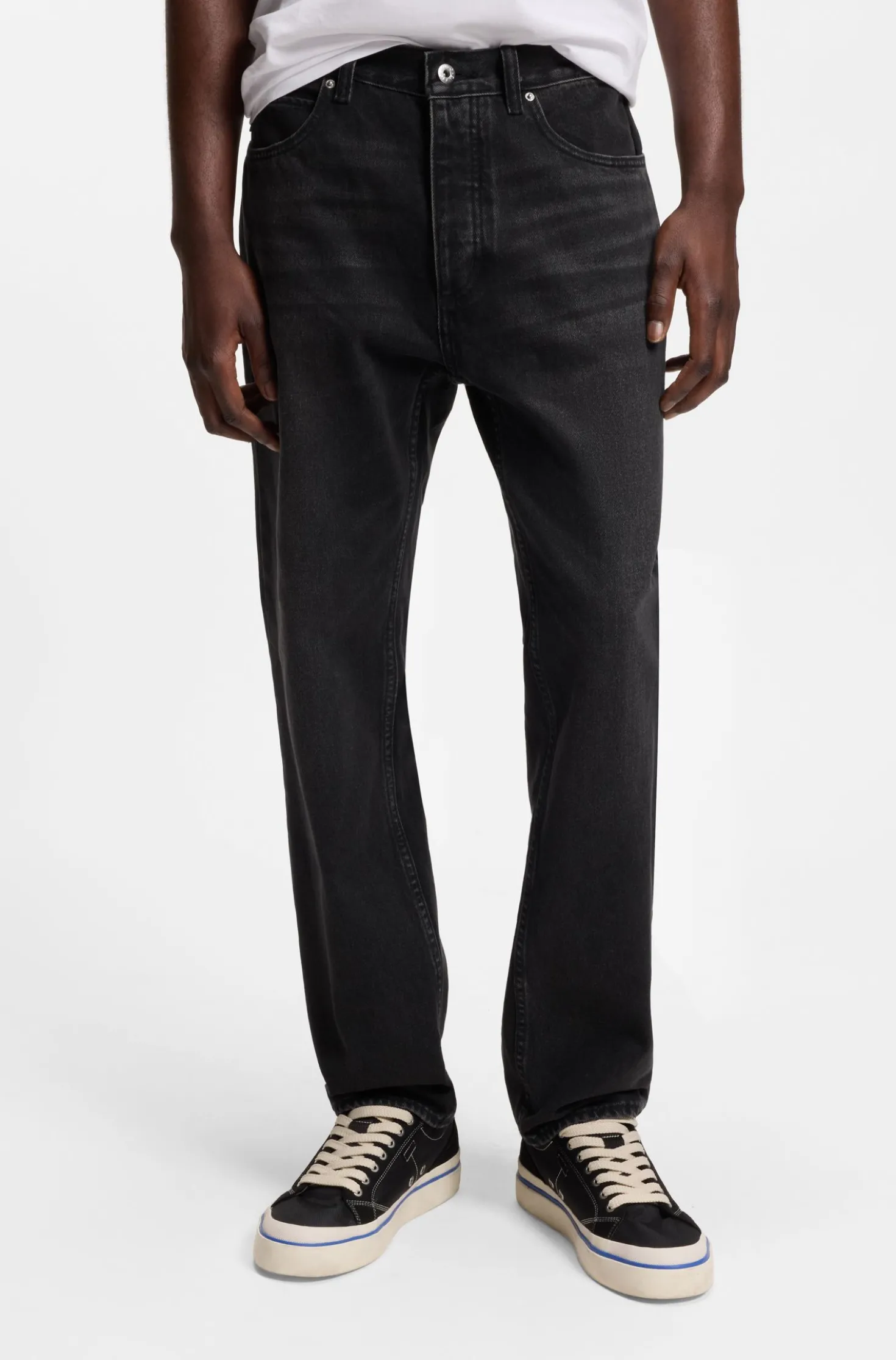 Regular-Fit Jeans aus dunkelgrauem Denim