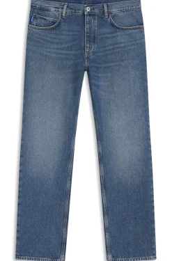 Regular-Fit Jeans aus mittelblauem Stone-washed Baumwoll-Denim