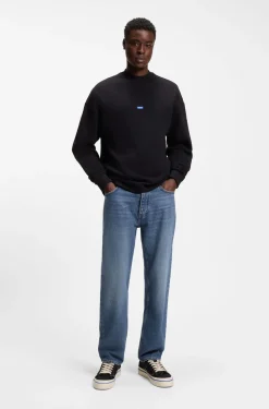 Regular-Fit Jeans aus mittelblauem Stone-washed Baumwoll-Denim