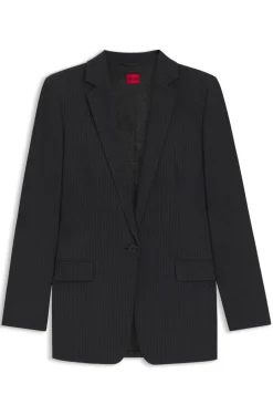 Regular-Fit Longline-Blazer aus Flanell mit Nadelstreifen