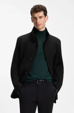 Regular-Fit Mantel aus meliertem italienischem Jersey