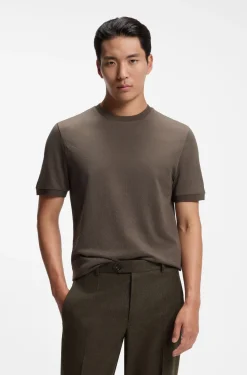 Regular-Fit T-Shirt aus Baumwoll-Jacquard mit Seide