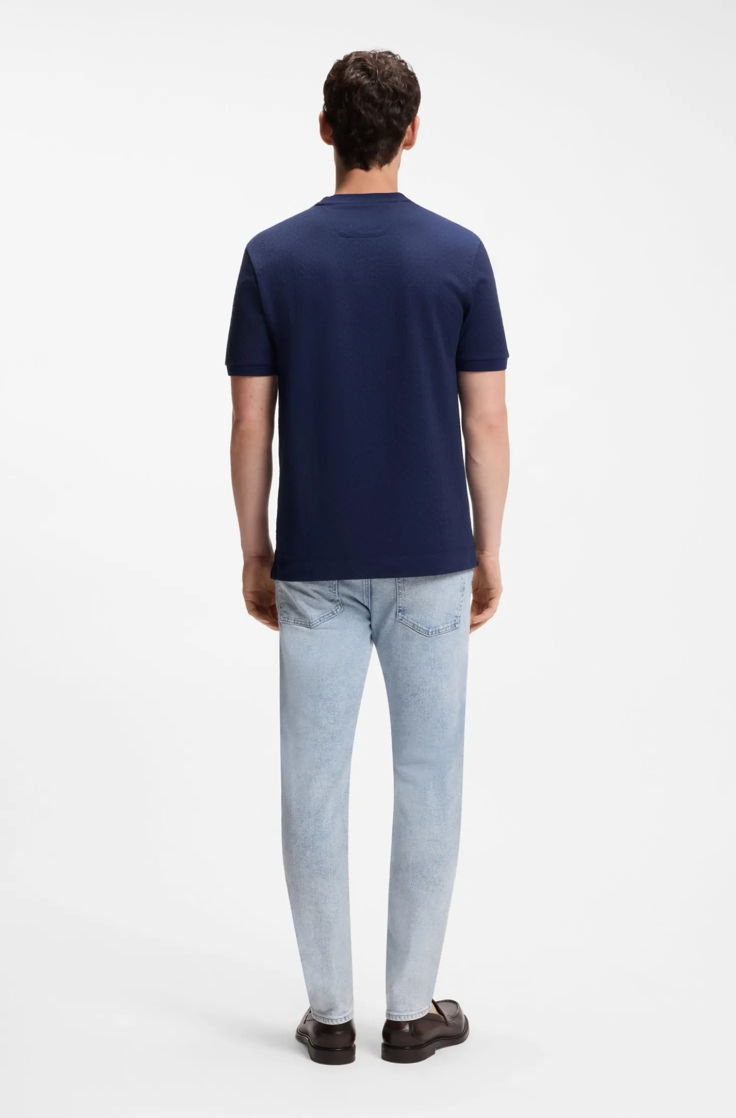 Regular-Fit T-Shirt aus Baumwoll-Jacquard mit Seide