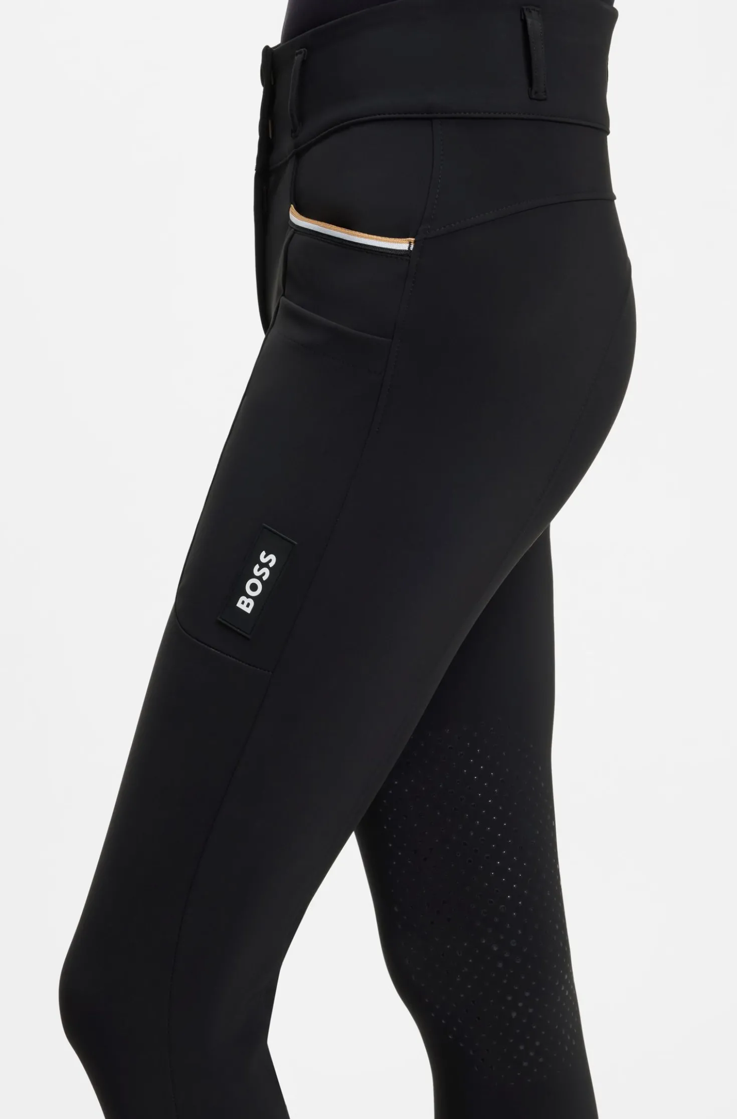 Reithose mit hohem Bund und Kniebesatz