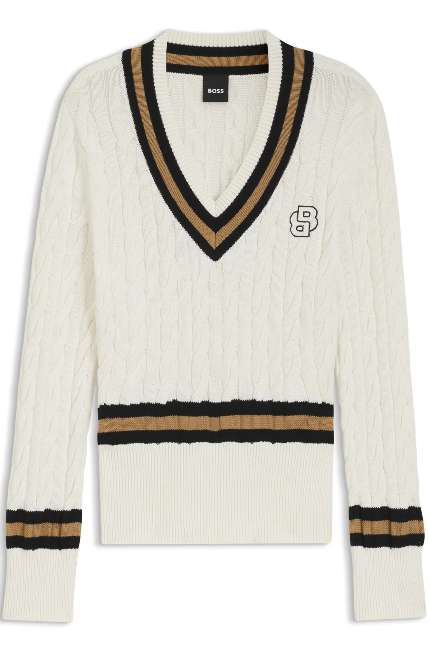 Reitsport-Pullover aus Baumwolle mit Zopfstrick-Struktur