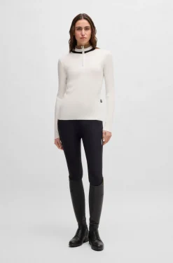 Reitsport-Pullover mit Rippstruktur und Troyerkragen