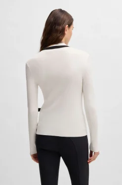 Reitsport-Pullover mit Rippstruktur und Troyerkragen