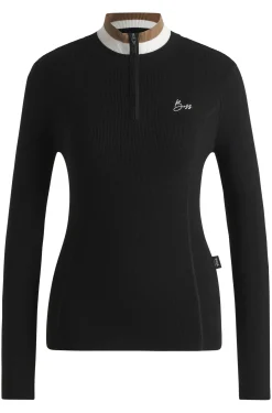 Reitsport-Pullover mit Rippstruktur und Troyerkragen