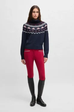 Reitsport-Rollkragenpullover mit Strickmuster