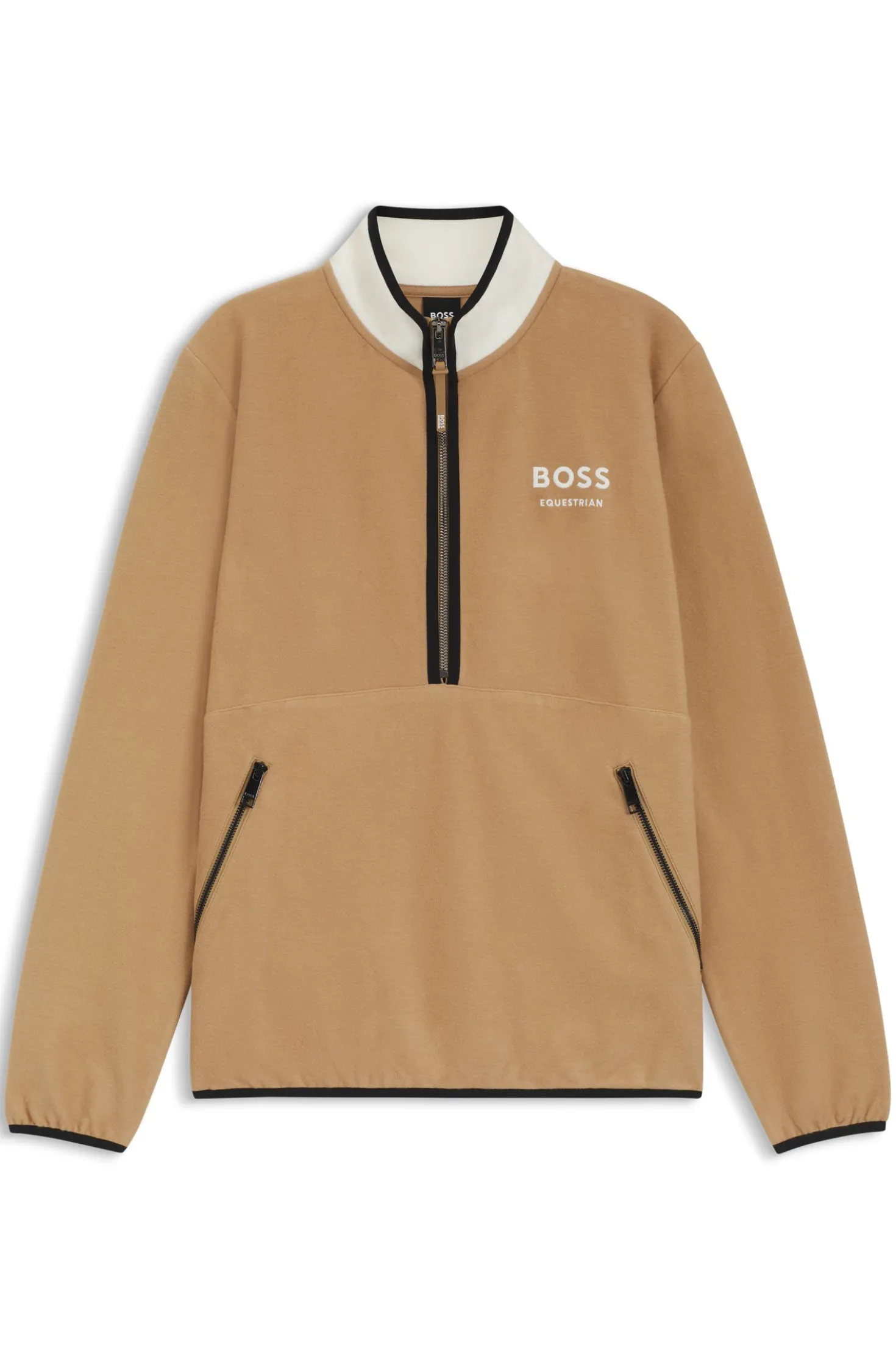 Reitsport-Sweatshirt aus Stretch-Baumwolle mit kurzem Reißverschluss