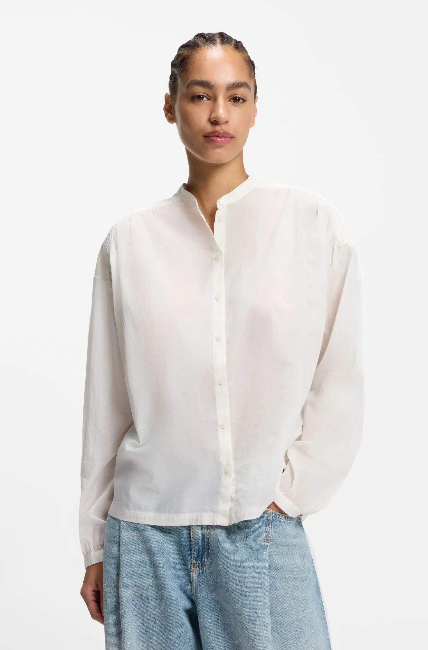 Relaxed-Fit Bluse aus Baumwoll-Voile