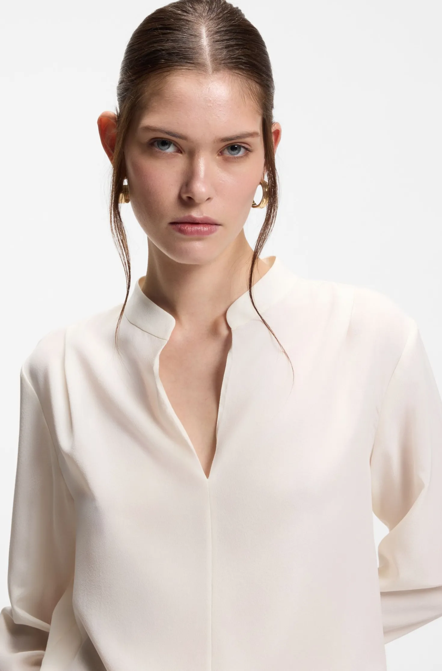 Relaxed-Fit Bluse aus sandgewaschener Seide
