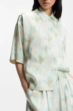 Relaxed-Fit Bluse mit Blumen-Print