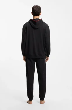 Relaxed-Fit Hoodie mit kontrastfarbener Logo-Paspel