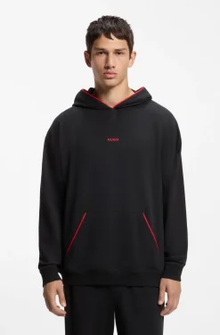 Relaxed-Fit Hoodie mit kontrastfarbener Logo-Paspel