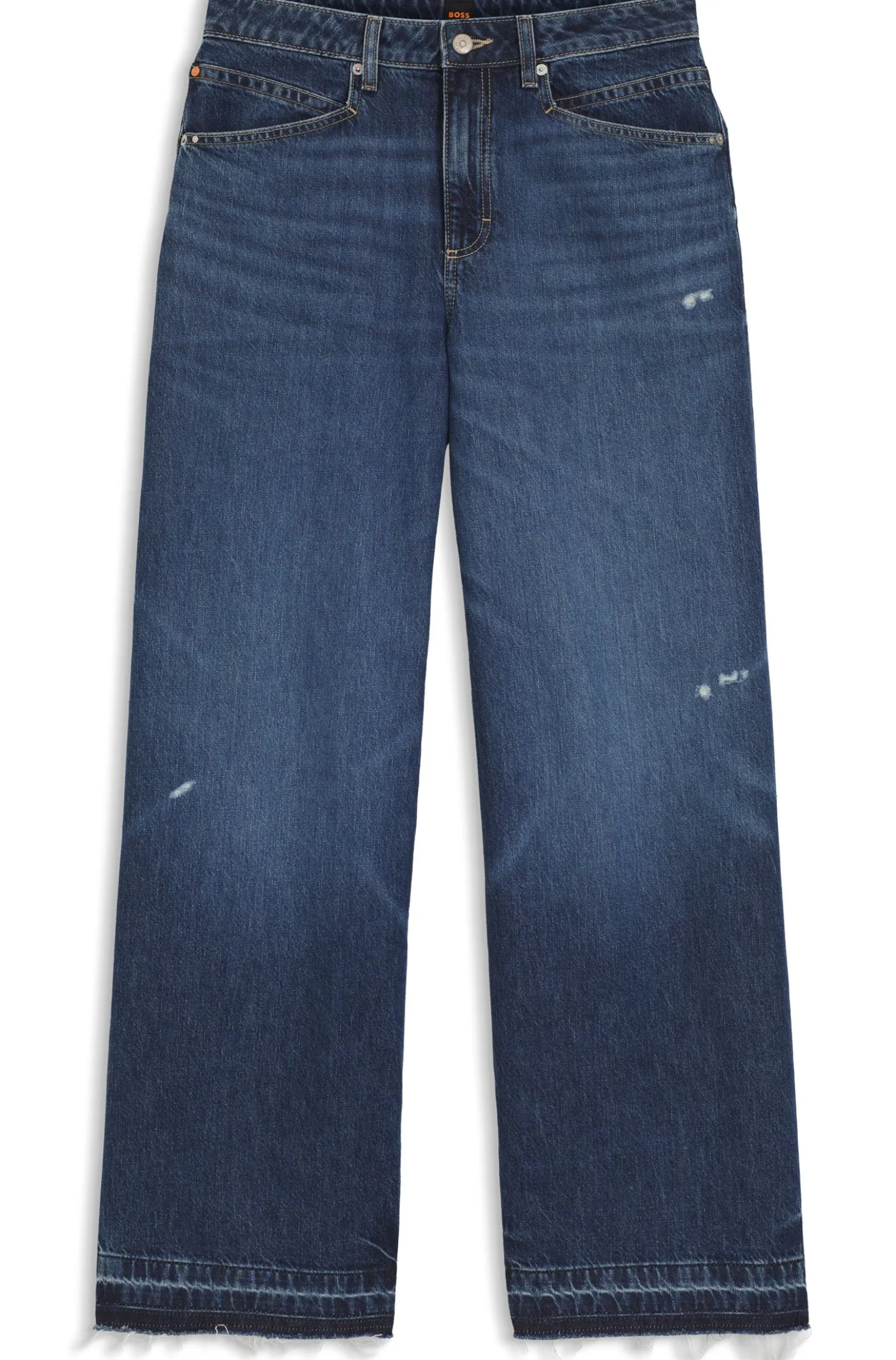Relaxed-Fit Jeans aus blauem, festem Denim