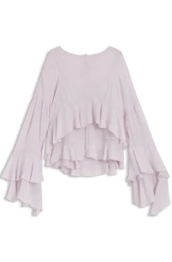 Relaxed-Fit Krepp-Bluse aus Seersucker-Georgette mit Rüschen