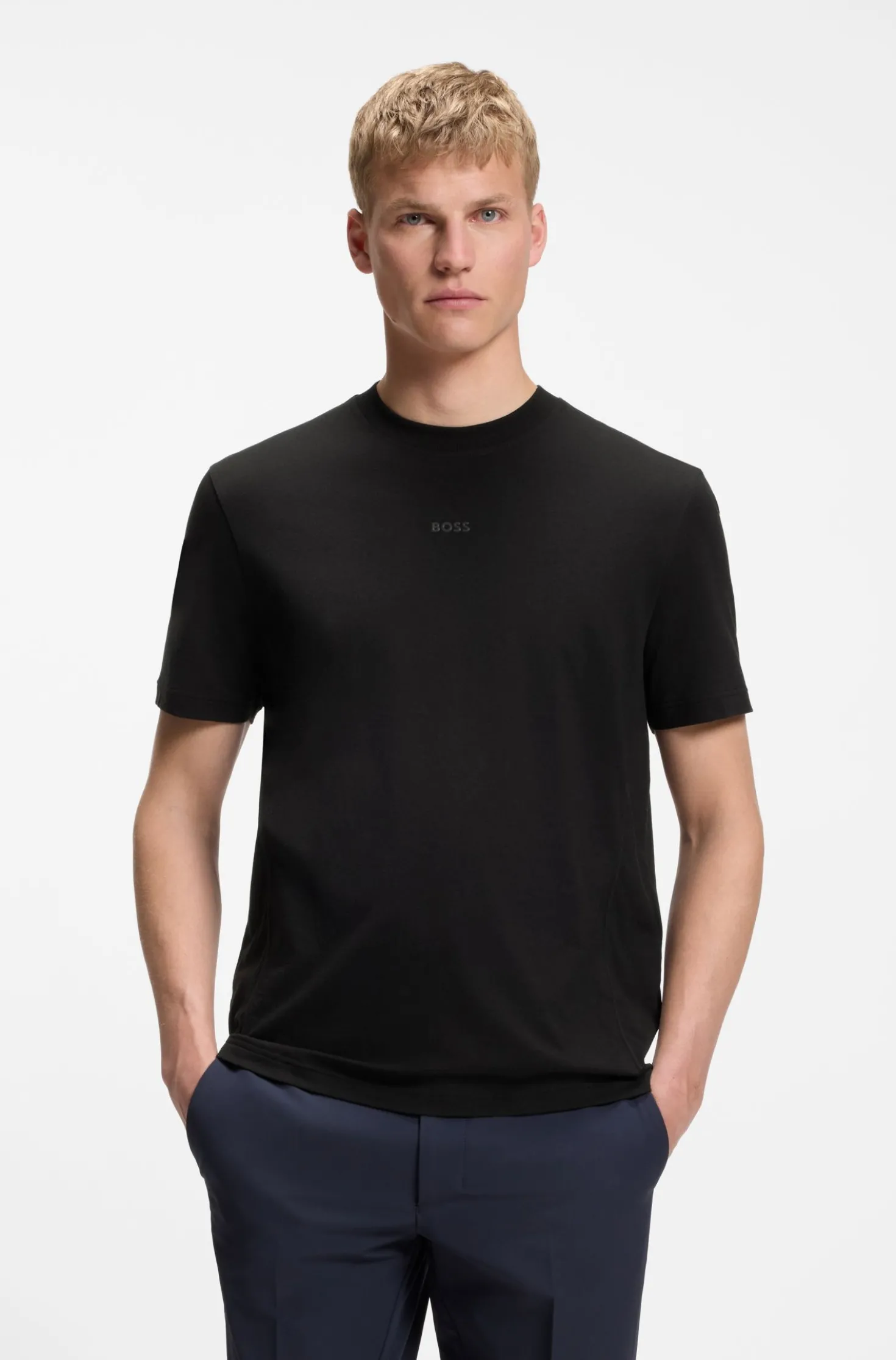 Relaxed-Fit T-Shirt aus Baumwoll-Mix mit Elasthan-Anteil