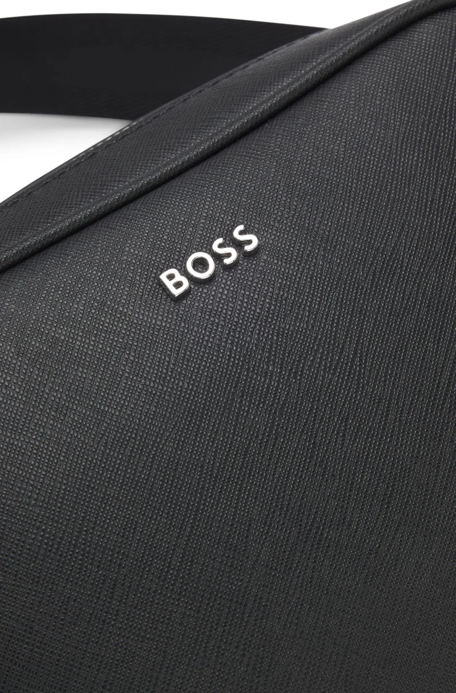 Reporter-Tasche mit silberfarbenem Logo-Schriftzug