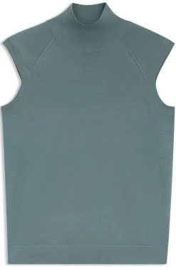 Ärmelloser Pullover aus Merinowolle mit Stehkragen