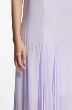 Ärmelloses Kleid mit Plissee-Rockeinsätzen