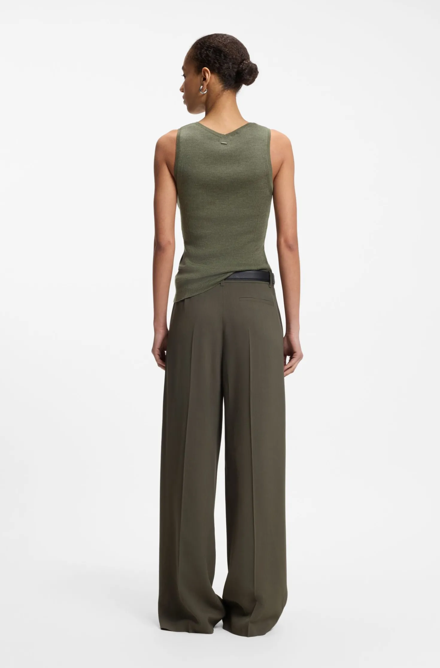 Ärmelloses Stricktop aus Merinowolle mit Ripp-Struktur