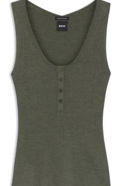 Ärmelloses Stricktop aus Merinowolle mit Ripp-Struktur