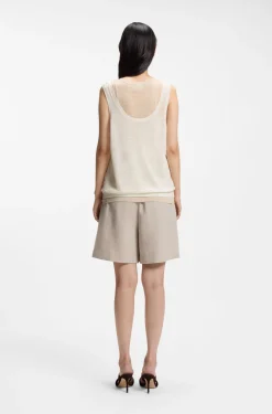 Ärmelloses Top aus Leinen und Baumwolle mit Lagen-Design