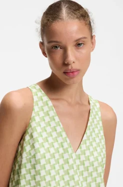 Ärmelloses Top mit geometrischem Print und Pailletten