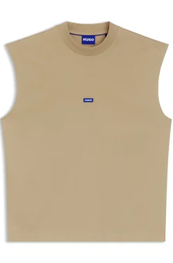 Ärmelloses T-Shirt aus Baumwolle mit Logo-Patch
