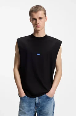 Ärmelloses T-Shirt aus Baumwolle mit Logo-Patch