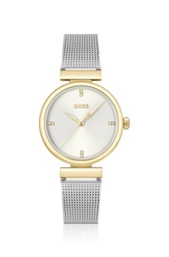 Rosehill goldfarbene Uhr mit silberfarbenem Mesh-Armband