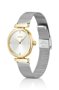 Rosehill goldfarbene Uhr mit silberfarbenem Mesh-Armband