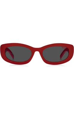 Rote Sonnenbrille mit Logo-Bügeln