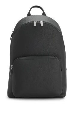 Rucksack aus genarbtem italienischem Leder mit geprägtem Logo