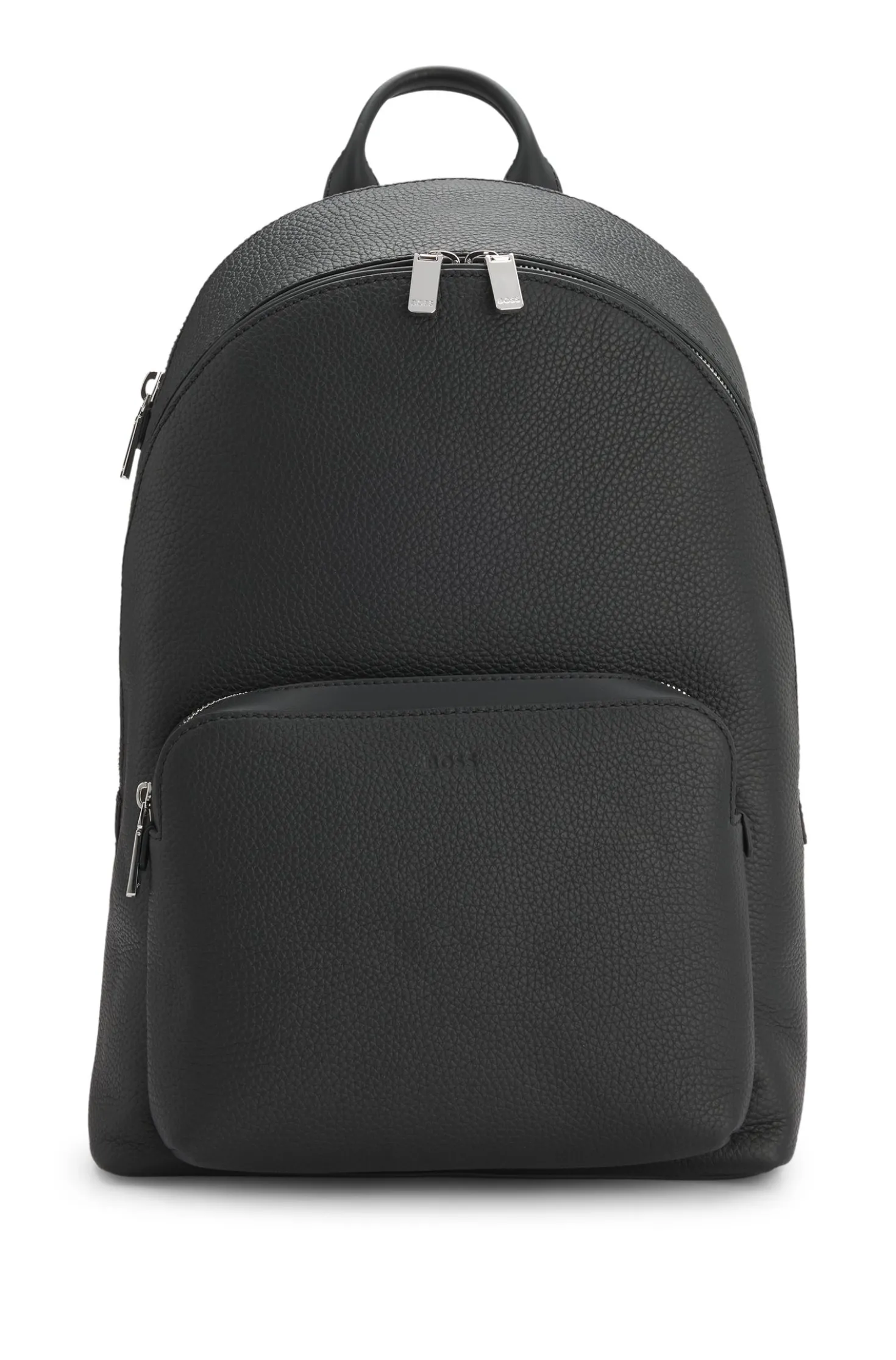 Rucksack aus genarbtem italienischem Leder mit geprägtem Logo